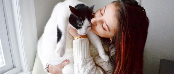 woman with cat